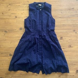 J By J Crew navy a-line eyelit dress.